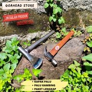 (BONUS PALU) Kapak Kecil Baja Asli Bacok Kayu Dua Sisi Palu Gagang Besi - Kampak Dua Fungsi Kualitas