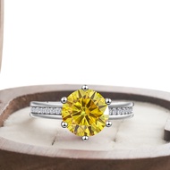 Premium Lab Created 3ct 9mm Moissanite Silver Ring Elegant High Quality Simulated Diamond Female Dat