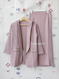 Setelan Blazer Tunik Rok Span Scuba Kekinian