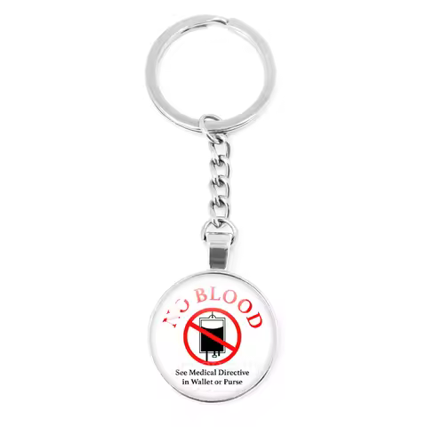 JW.Org Charm Keychain "No BLOOD" Cabochon Pendant Keychain Jehovah's Witnesses Pendant Gifts For Wom