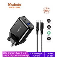 Mcdodo 36W PD Fast Charging Type C to Lightning  Data USB C Cable + 20W PD Fast Charging Adapter CH-