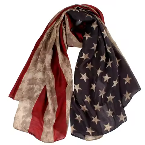 [Visual Axles] Fourth July American Independence Day Womens' Vintage Printing USA Flag Scarf Plus Si
