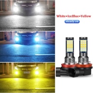 3 Color Car Led Lights H8 H9 h11 HB4 2 Pcs Pair