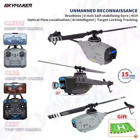 C127AI C127 C128 Pro RC Helicopter with Wifi FPV Camera 4CH 6-Axis Gyro 2.4G Remote Control RC Helic