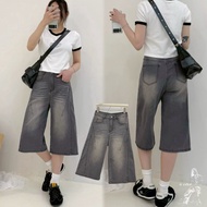 3537 Front Buckle Soot 3D Modified Tailoring Stretch Cropped Wide Pants