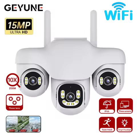 V380 Pro 15MP WIFI IP Camera CCTV 3 Lens 3 Screen Auto Tracking Outdoor Security Surveillance PTZ Ca