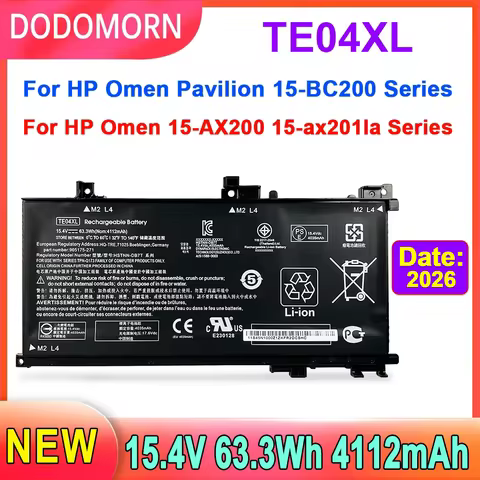 DODOMORN TE04XL Laptop Battery For HP OMEN 15-AX200 15- AX218TX 15-AX210TX 15-AX235NF 15-AX202N 15-B