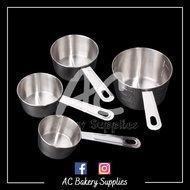 [READY STOCK] 4PCS Stainless Steel Measuring Cup Sukat Penyukat Cawan Sukatan Dapur [HIGH QUALITY]