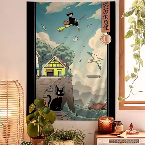 Studio Ghibli Ukiyo-e Collection Posters Castle in the Sky Spirited Away Japan Tapestry Hanging Taro