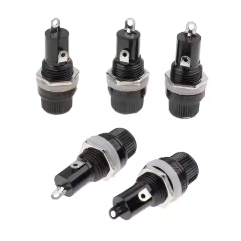 5 Pieces 125V/15A 250V/10A 12mm Thread Screw Cap Panel Mounted Fuse Holders
