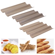【BH】Baguette Bread Pan Non-Stick Wavy Baguette Mold Perforated Baguette Baking Tray for Sourdough It