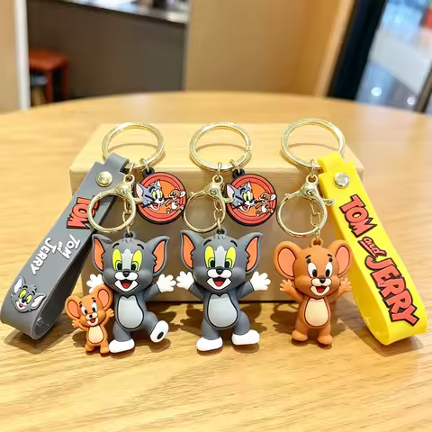 Tom and Jerry Key Chain Kawaii Key Fob Anime Cartoon Keychains Cute Backpack Decoration Fashion Keyr