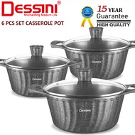 DESSINI ITALY iLT-6-S 6 PCS 20CM 24CM 28CM Die Cast Aluminium Non Stick Casserole Pot Bowl Deep Fry Pan Cookware PERIUK