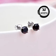 Black gem earrings Black gem stud earrings Men's earrings Wanita earrings for men and women