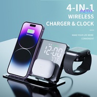 PASO_1 Set Wireless Charging Station 2 in 1 Support QI Devices Phone Holder Digital Clock Thermometer Dock Charge ABS LED Display Phone Wireless Charger for Office