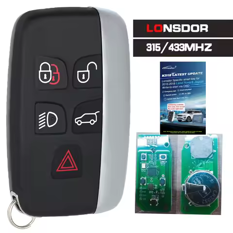 Lonsdor Specific Smart Key 5 Buttons 315MHz/433MHz for 2015 2016 2017 2018 Land Rover Jaguar Word fo
