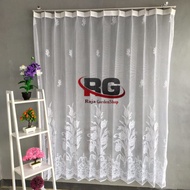 PUTIH Vitrase local daleman white burkat floral motif size L200xT190 (1kg fits 4pcs)