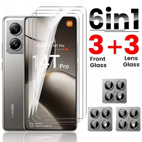 For Xiaomi 14T Pro 5G Case 6 in 1 9H Screen Protector Xiomi Xiaomy Mi14T Mi 14TPro Camera Protective
