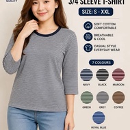 Three Tribes Women's T-shirt with 3/4 Sleeves - Cotton for Everyday Comfort