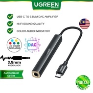 UGREEN USB C to AUX 3.5mm Premium DAC Chip Audio Amplifier with LED Color Indicator Hi Res 32bit 384kHz Audio HiFi Plug and Play Compatible for Laptop Tablet i Pad iP15 Samsung S23 Pixel Xiaomi Edifier JBL Sony Bose Pioneer