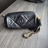 Chanel vintage 流蘇羊皮迷你水桶包24k 鍍金 中古