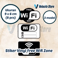 Free WiFi Zone Vinyl Sticker 9x6 cm (8 pcs)