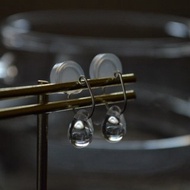 無痛耳夾/水滴捷克玻璃小圈圈耳夾