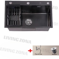Kitchen sink stainless bak cuci piring stainless 1 lubang minimalis body 60*45CM/65*45CM/Perak Bak C