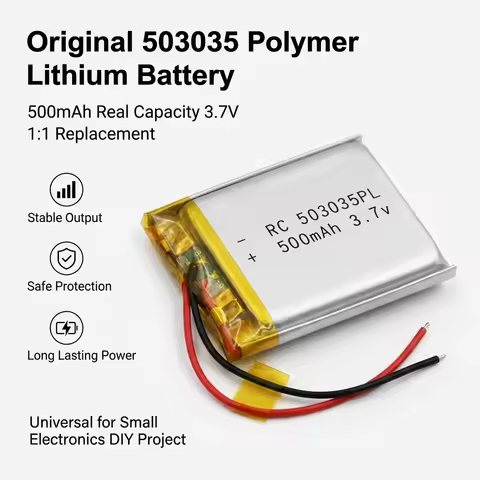 PURFIELD 3.7V 503035 500mAh Rechargeable Polymer Lithium Battery For LED Light Driving Recorder Radi