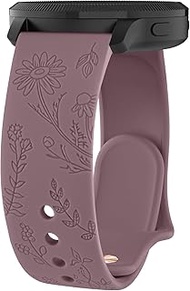 Meliya Flower Engraved Bands Compatible with Garmin Vivoactive 5 / Vivoactive 3 Watch Band, Garmin Venu 2 Plus / Venu Sq / Venu Watch Bands Women Men, Soft Silicone Sport Replacement Strap for Garmin