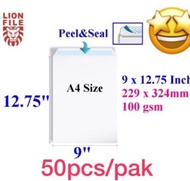 50pcs 9" x 12.75" Super White Envelope / Sampul Surat Putih 9 x 12.75 Inch / 229mm x 324mm A4 Size👍👍