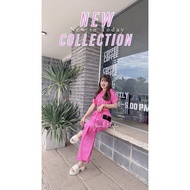 Tie-Dye Waist Jumpsuit Crop Top Set