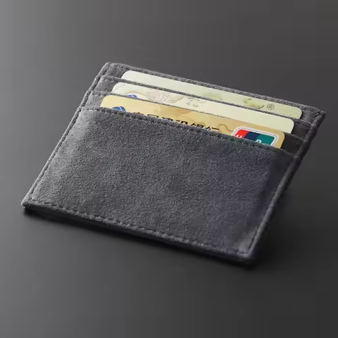 Women Man Turn Fur Luxury Suede Leather Slim Card Mini Wallet Small Thin Card Package Multi Slot Por
