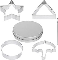 MAGICLULU Korean Sugar Candy Making Tools Set, 6pcs Sugar Kits Dalgona Cookie Cutters Star Umbrella Circle Baking Molds with Needle Tin for Party Favor