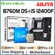 AHJYR MAXSUN Gaming Mainboard B760M D5 With CPU Intel i5 12400F support DDR5*4 128GB M.2 Desktop Com