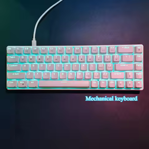Mechanical gaming keyboard white 68-key plug-in shaft design teclado branco gamer pc klawiatura mech