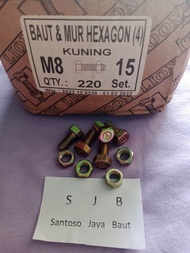 Baut 12 Panjang 15cm -Baut M8x15mm Lion Paket (50Pcs)