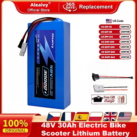 48V Battery 21700 13S6P 30Ah 50A BMS Battery pack for 250W-2000W Electric Bike Bicycle, Scooter and 