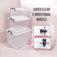 Abbaware Clear Storage Box Transparent (30L/50L/ 80L) Kotak Simpanan roda/Storage Box with wheels/ S