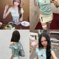 [Dongdaemun Air Transport] Off-the-Shoulder Top Oblique Shoulder Off-the-Shoulder Top American Top O