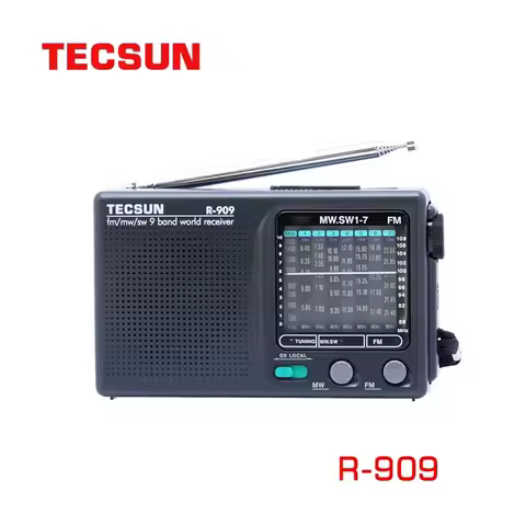 TECSUN R-909 FM/AM/SW Radio 9 Bands Portable Receiver Radio High Sensitivity Selectivity Low Noise M
