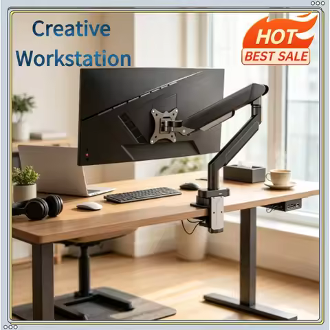 Single Monitor Mount Bracket for 14″–32″ Screens, Height Adjustable Monitor Arm with C-Clamp, Home O