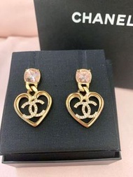 情人節禮物 ❤️ Chanel heart pink gold Earrings 23C 23P 玫瑰金 米金 愛心 心心 粉紅 水晶 耳環