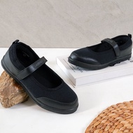 Art Q38K Gabino Flat Slip On Girls School Shoes Ronka Black G3CB331