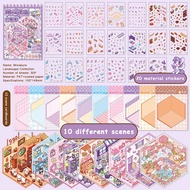 PlayPalaceE 1 Set New Cabin Scene Pocket Stickers Cartoon DIY 3D Landscape Sticker Book Festival Bir