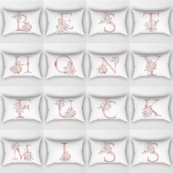 [Single Side] 1 Piece Pillowcase 30cm x 50cm 26 English Letters A-Z with Pink Flower Pattern Throw P