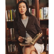 AMR DE SAISON (AIMER)-V-Neck Cardigan Long Sleeves Knitted Cardigan Women