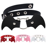 Vintage Punk Gothic Harajuku Cosplay Black White PU Leather Bat Choker Necklace For Women Men Statem