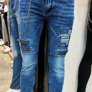 AJ5 ZIP SKINNY JEANS / RIPPED JEANS / JEANS SKINNY KAIN GETAH / JEANS PREMIUM