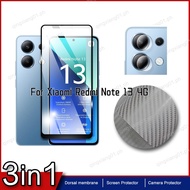 3-IN-1 Xiaomi Redmi Note 13 134G Screen Protector Tempered Glass FOR Redmi Note 13 4/5g note 13 pro HD Screen Protector Lens protector And Carbon Fiber Back Film